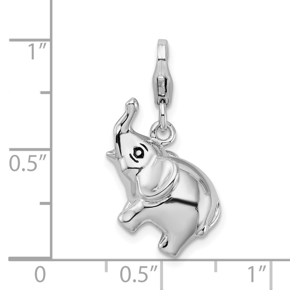Sterlingsilber Amore La Vita Rhodiniert Poliert 3-d Emailliert Elefant Charm mit Fantasie Karabinerverschluss