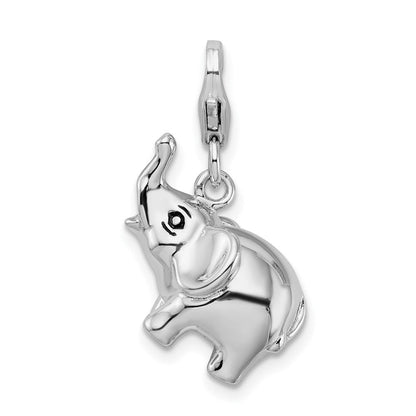 Sterlingsilber Amore La Vita Rhodiniert Poliert 3-d Emailliert Elefant Charm mit Fantasie Karabinerverschluss