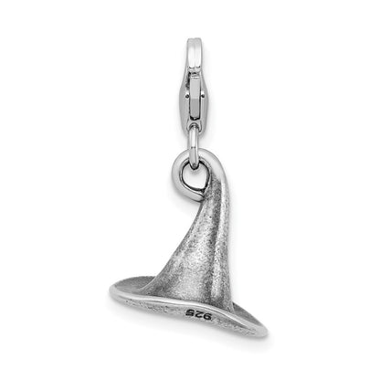 Sterlingsilber Amore La Vita Rhodiniert Poliert 3-d Antikisiert Witches Hat Charm mit Fantasie Karabinerverschluss