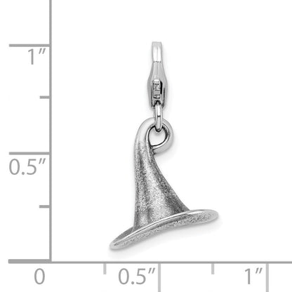Sterlingsilber Amore La Vita Rhodiniert Poliert 3-d Antikisiert Witches Hat Charm mit Fantasie Karabinerverschluss
