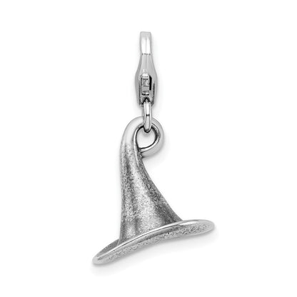 Sterlingsilber Amore La Vita Rhodiniert Poliert 3-d Antikisiert Witches Hat Charm mit Fantasie Karabinerverschluss