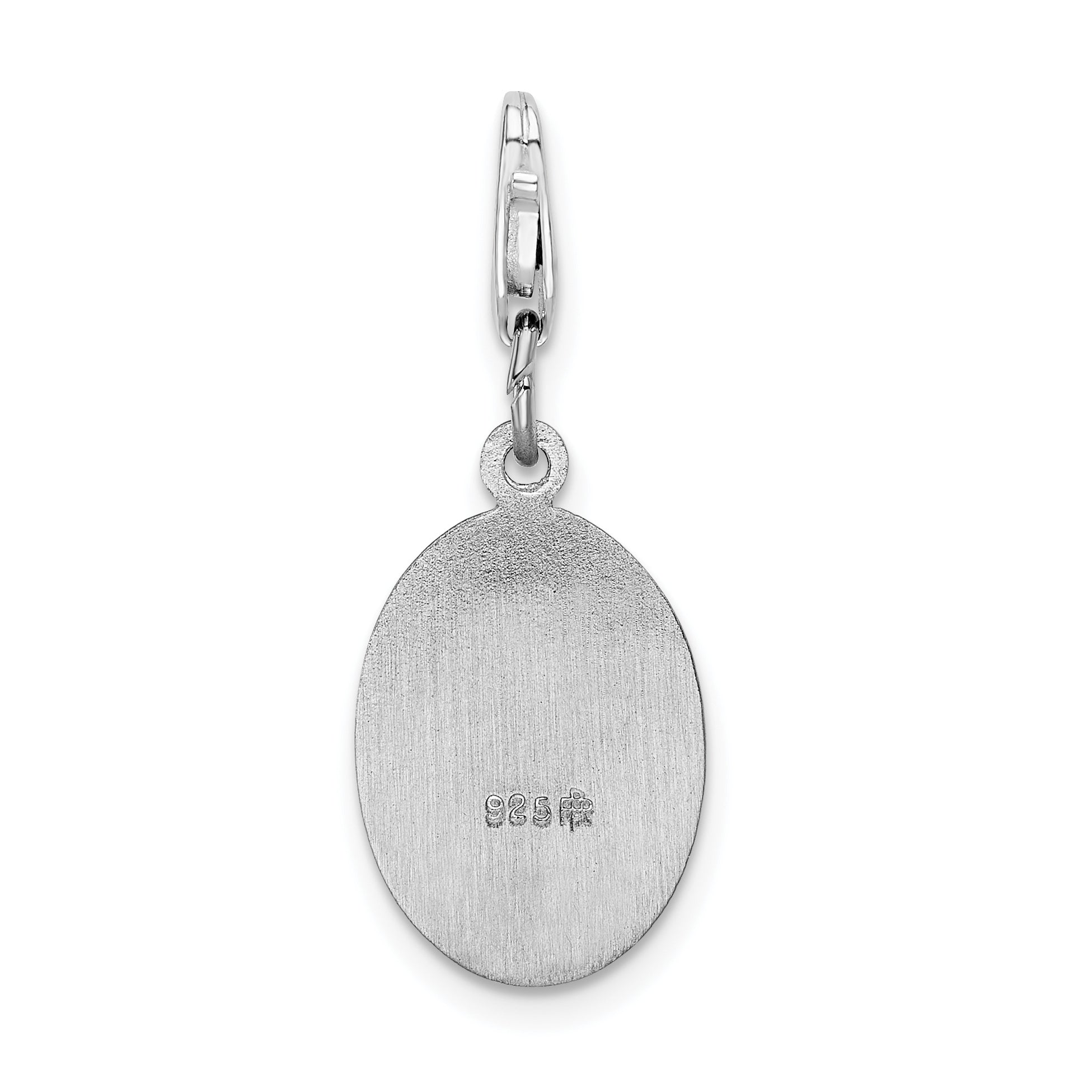 Sterlingsilber Amore La Vita Rhodiniert Poliert Saint Christopher Medaille Charm mit Fantasie Karabinerverschluss