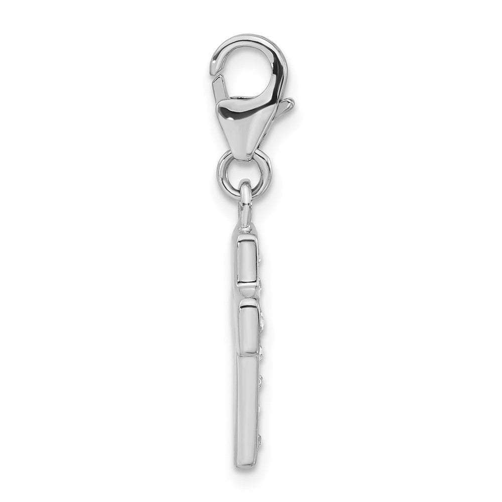 Sterlingsilber Swarovski Kristall & Emaille Kreuz mit Karabinerverschluss Charm
