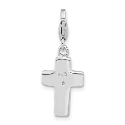 Sterlingsilber Swarovski Kristall & Emaille Kreuz mit Karabinerverschluss Charm