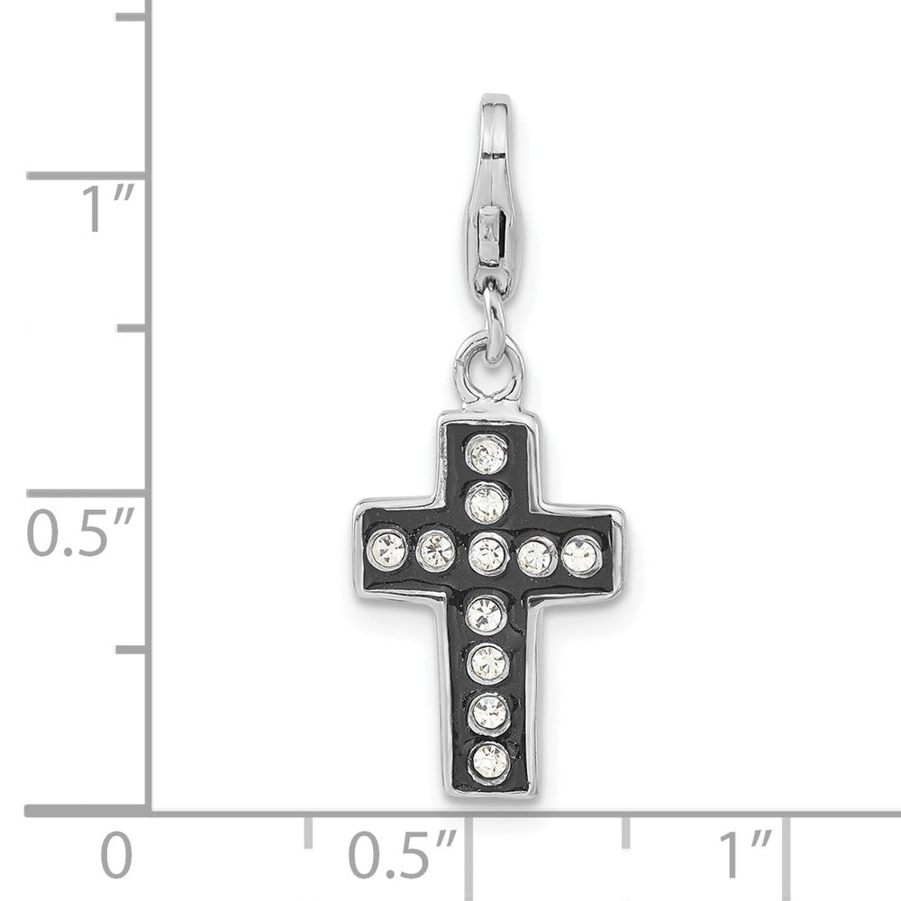Sterlingsilber Swarovski Kristall & Emaille Kreuz mit Karabinerverschluss Charm