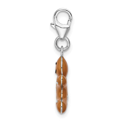 Sterlingsilber Amore La Vita Rhodiniert Poliert 3-d Emailliert Gingerbread Cookie Charm mit Fantasie Karabinerverschluss