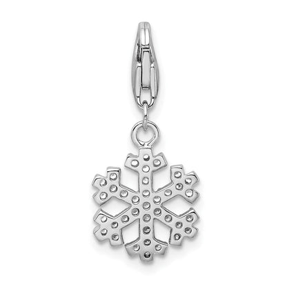 Sterlingsilber Amore La Vita Rhodiniert Poliert Zirkonia Schneeflocke Charm mit Fantasie Karabinerverschluss
