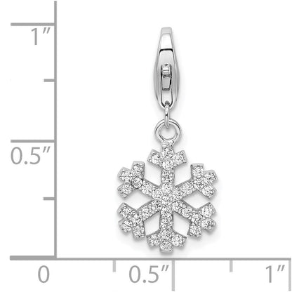 Sterlingsilber Amore La Vita Rhodiniert Poliert Zirkonia Schneeflocke Charm mit Fantasie Karabinerverschluss