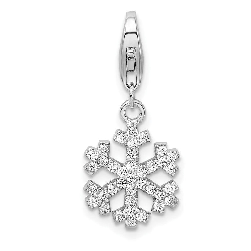 Sterlingsilber Amore La Vita Rhodiniert Poliert Zirkonia Schneeflocke Charm mit Fantasie Karabinerverschluss