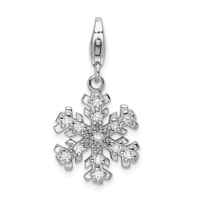 Sterlingsilber Amore La Vita Rhodiniert Poliert Glas Stein Schneeflocke Charm mit Fantasie Karabinerverschluss