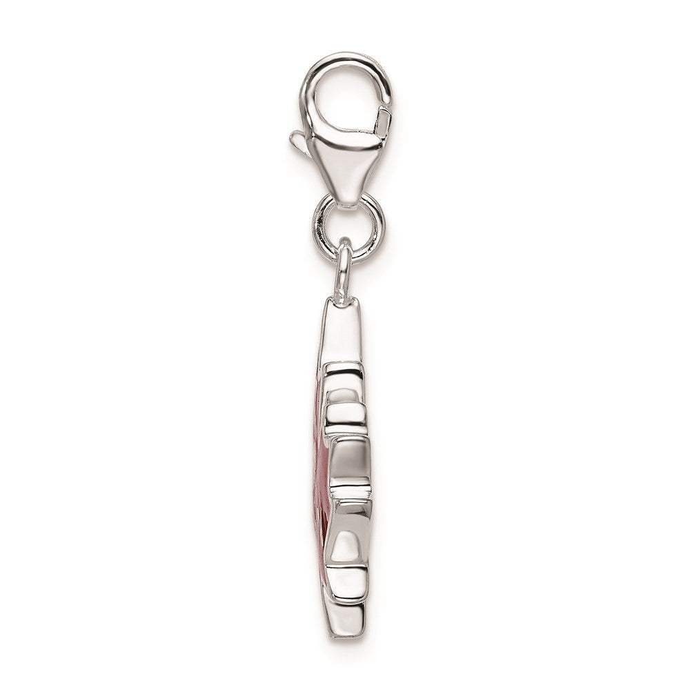Sterlingsilber Ss Rhodiniert 3d Emailliert I Liebe Can Maple Blatt mit Karabinerverschluss Charm