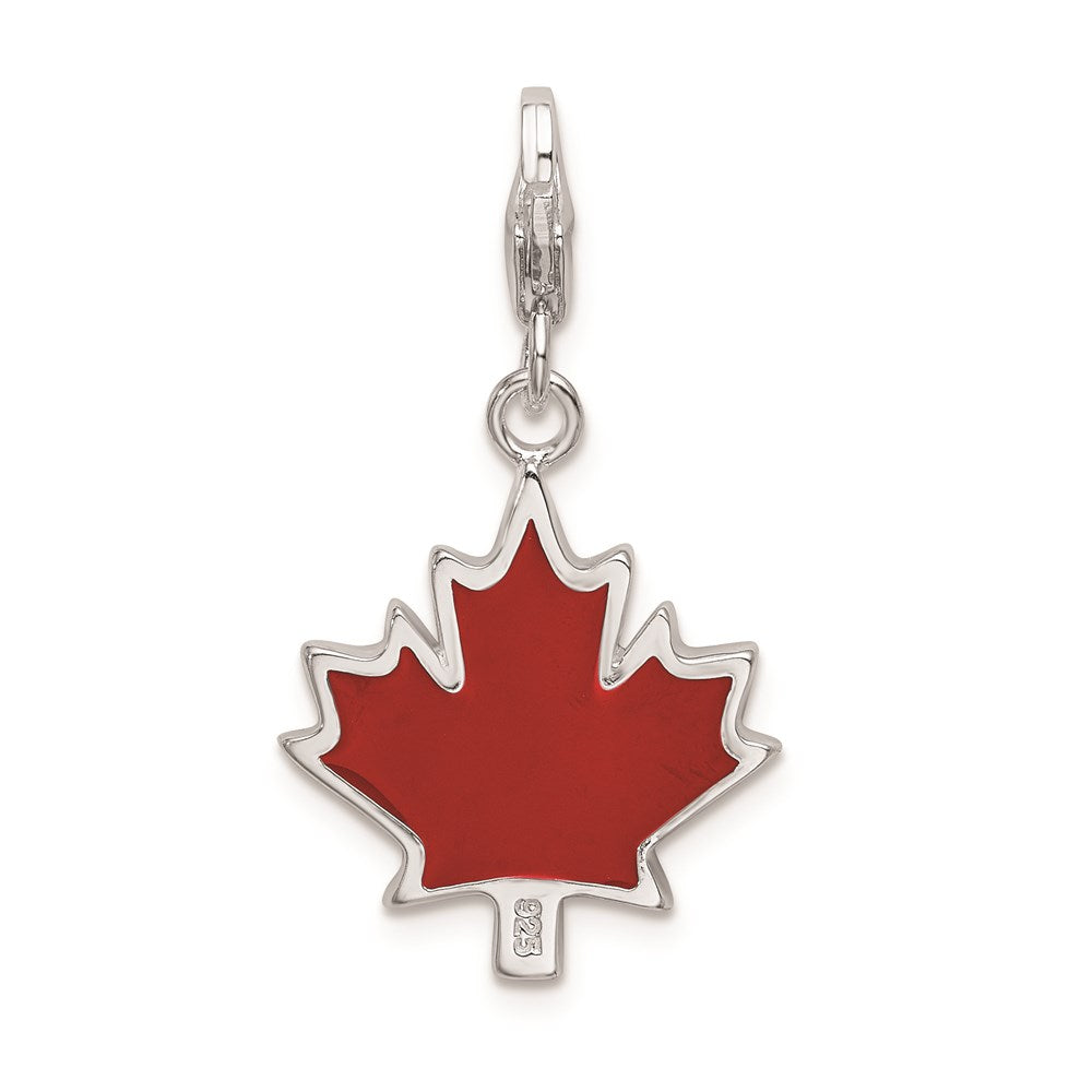 Sterlingsilber Ss Rhodiniert 3d Emailliert I Liebe Can Maple Blatt mit Karabinerverschluss Charm