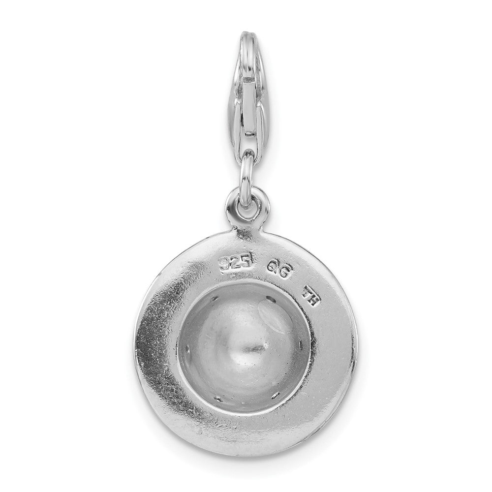 Sterlingsilber 3-d Poliert Zirkonia Gelb/black Emaille Tiger Hat Charm mit Karabinerverschluss