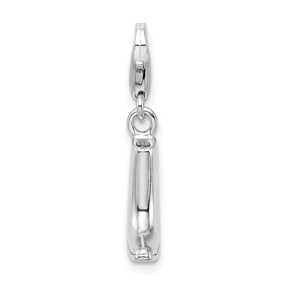 Sterlingsilber Ss Rhodiniert Click-on Poliert Boot Charm