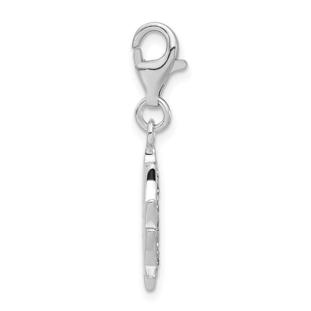 Sterlingsilber Poliert Zirkonia Frieden Zeichen mit Karabinerverschluss Charm