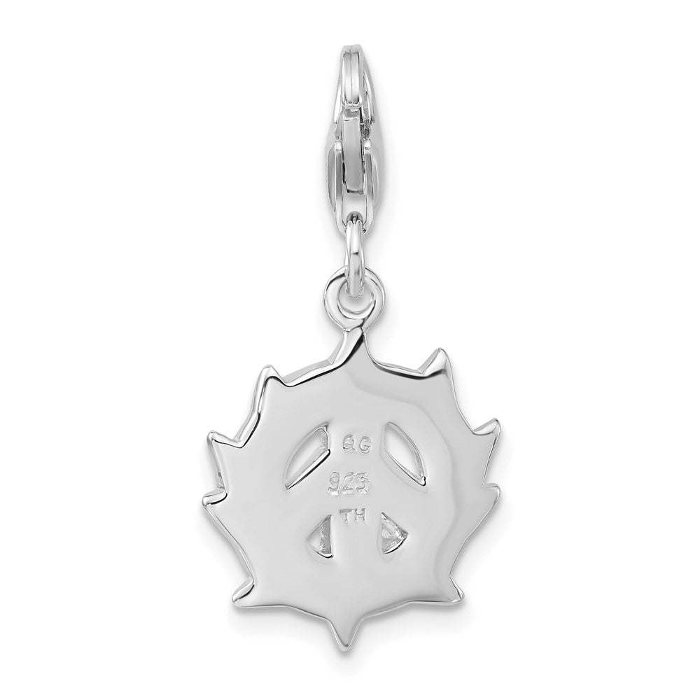 Sterlingsilber Poliert Zirkonia Frieden Zeichen mit Karabinerverschluss Charm