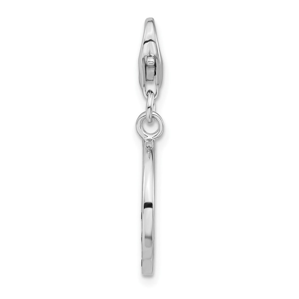 Sterlingsilber Poliert Schwarz Zirkonia Frieden Zeichen mit Karabinerverschluss Charm