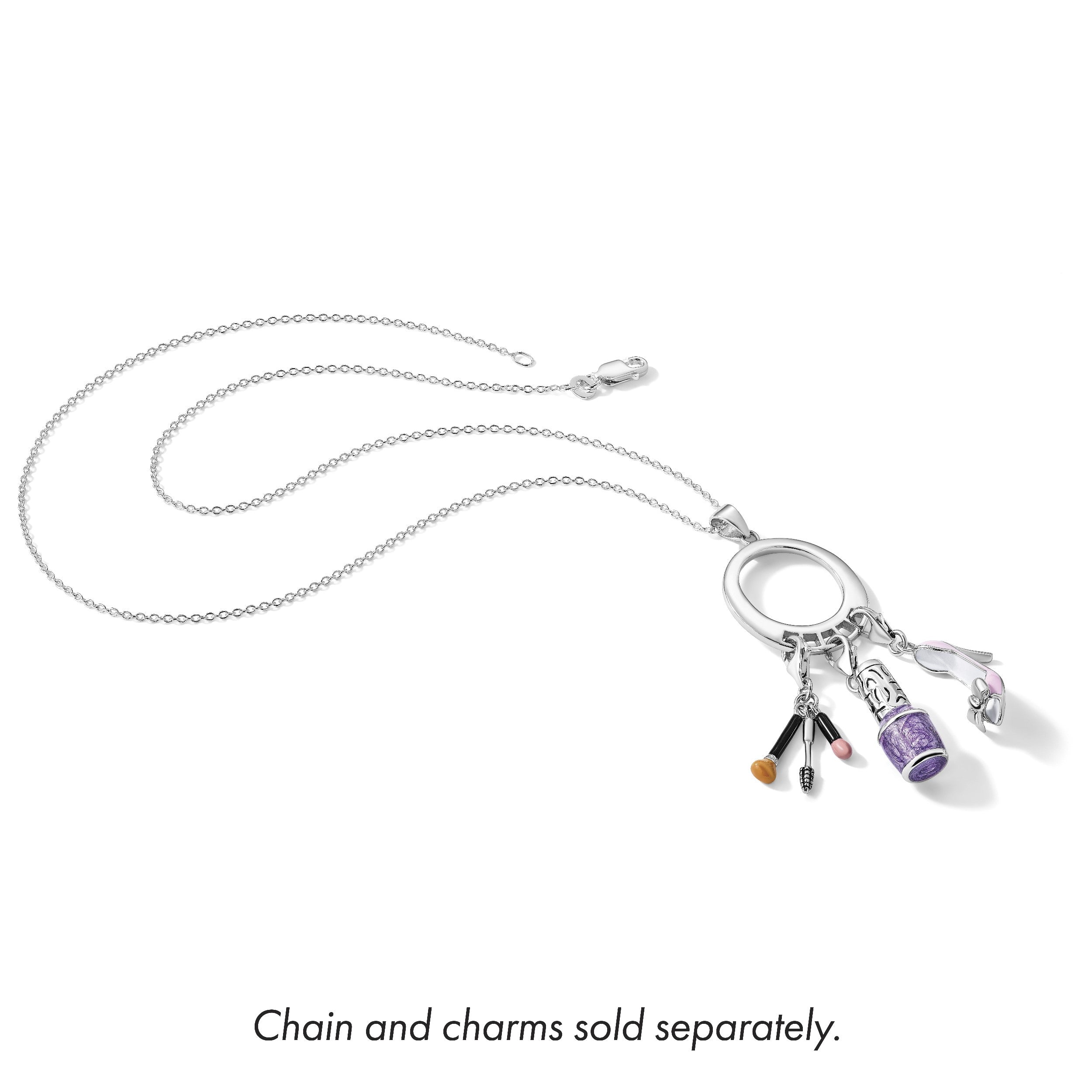 Sterlingsilber Amore La Vita Rhodiniert Poliert Oval Geformt Charm Carrier Anhänger