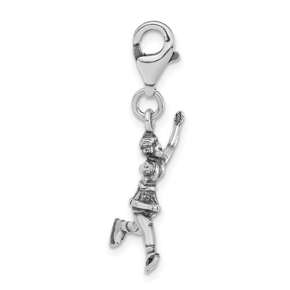 Sterlingsilber 3-d Poliert & Antikisiert Figure Skater mit Karabinerverschluss Charm