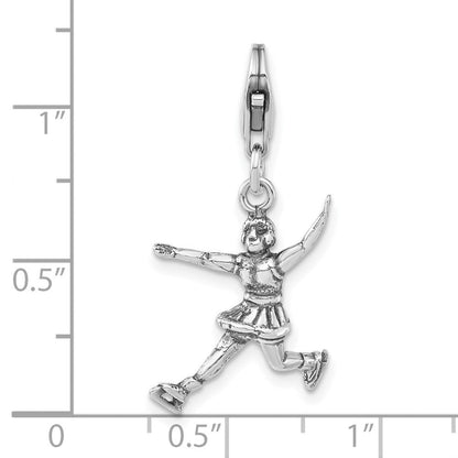 Sterlingsilber 3-d Poliert & Antikisiert Figure Skater mit Karabinerverschluss Charm
