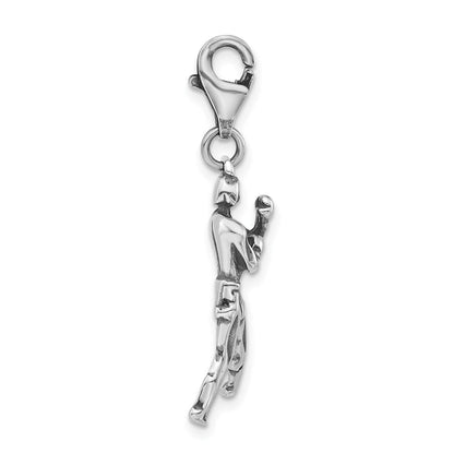 Sterlingsilber 3-d Poliert & Antikisiert Boxer mit Karabinerverschluss Charm