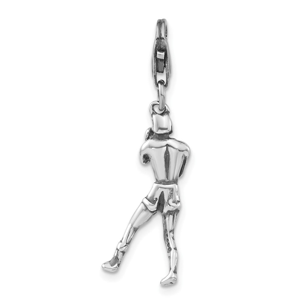 Sterlingsilber 3-d Poliert & Antikisiert Boxer mit Karabinerverschluss Charm