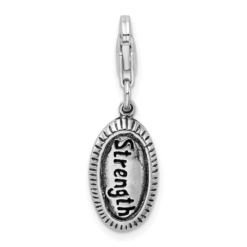 Sterlingsilber Amore La Vita Rhodiniert Poliert Antikisiert Strength Charm mit Fantasie Karabinerverschluss