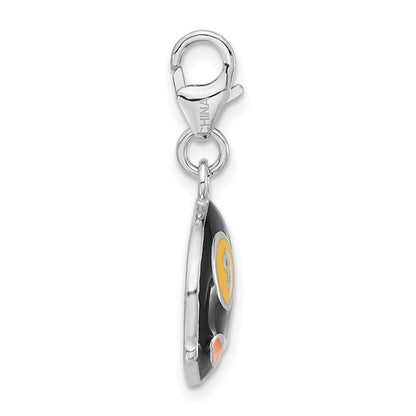 Sterlingsilber Emailliert 3-d Geld Face mit Karabinerverschluss Charm
