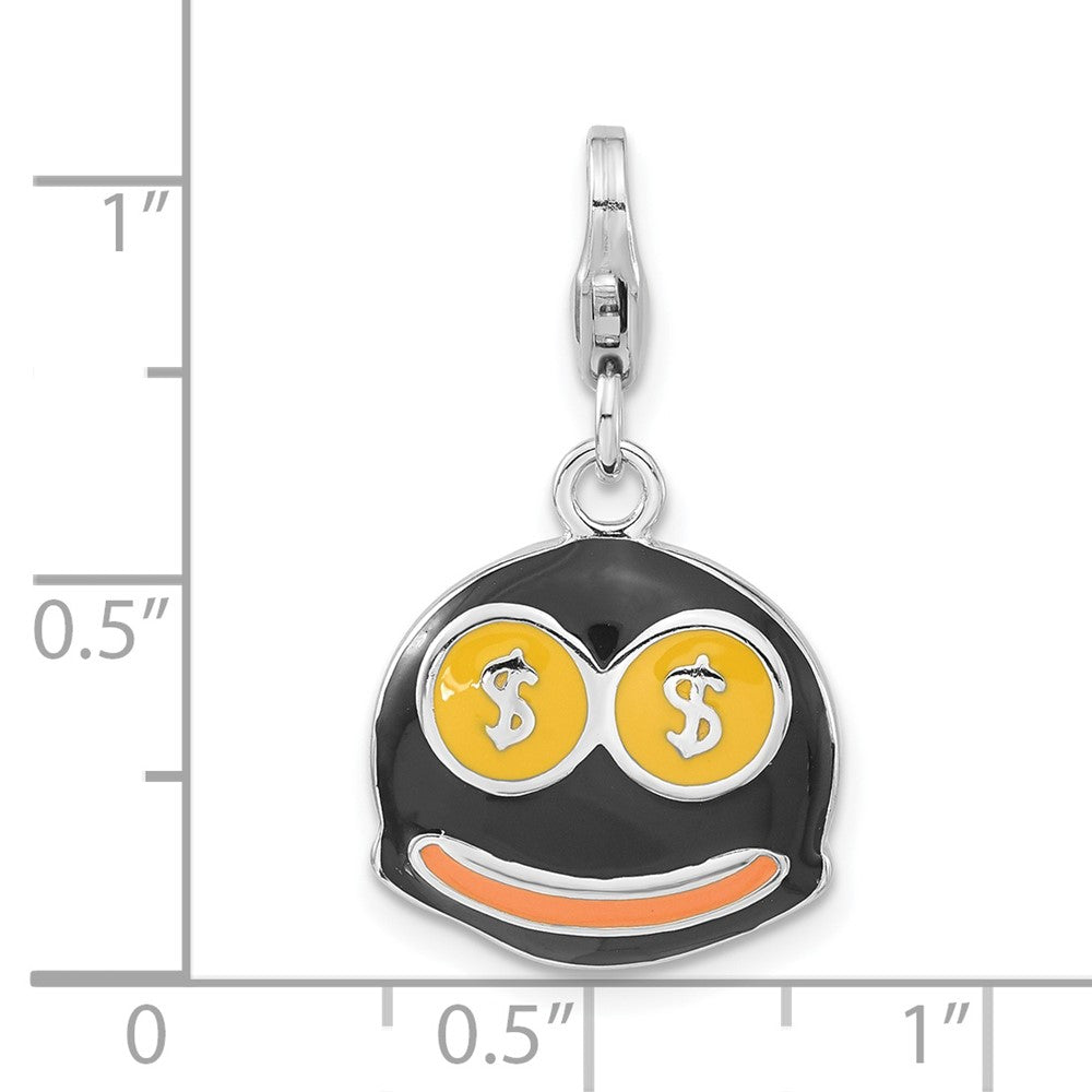 Sterlingsilber Emailliert 3-d Geld Face mit Karabinerverschluss Charm