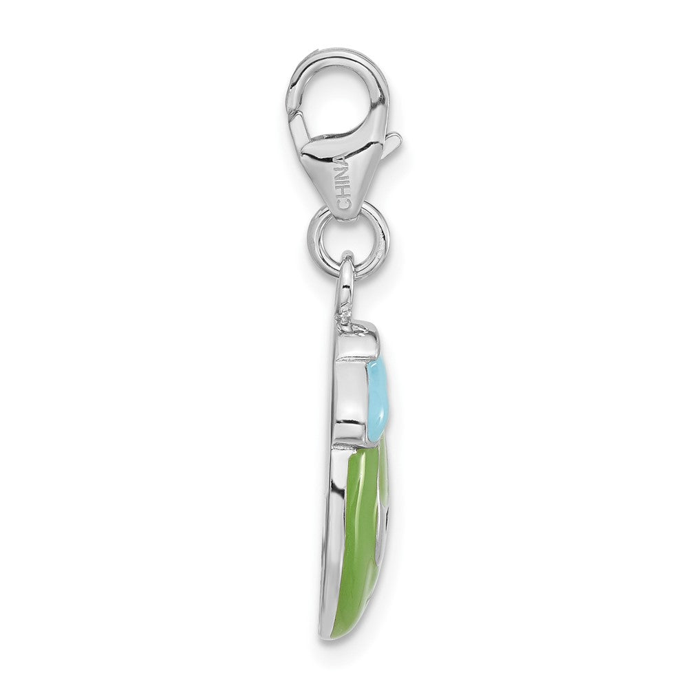 Sterlingsilber Emailliert 3-d Sad Face mit Karabinerverschluss Charm