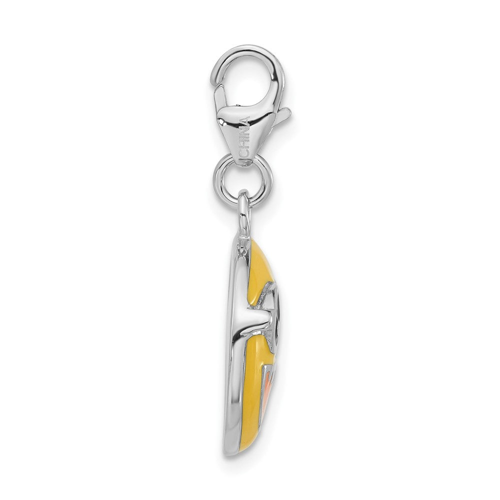 Sterlingsilber Emailliert Happy Face mit Karabinerverschluss Charm