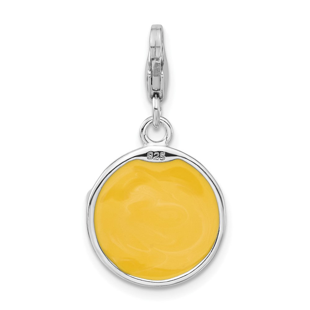 Sterlingsilber Emailliert Happy Face mit Karabinerverschluss Charm