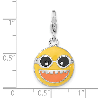 Sterlingsilber Emailliert Happy Face mit Karabinerverschluss Charm
