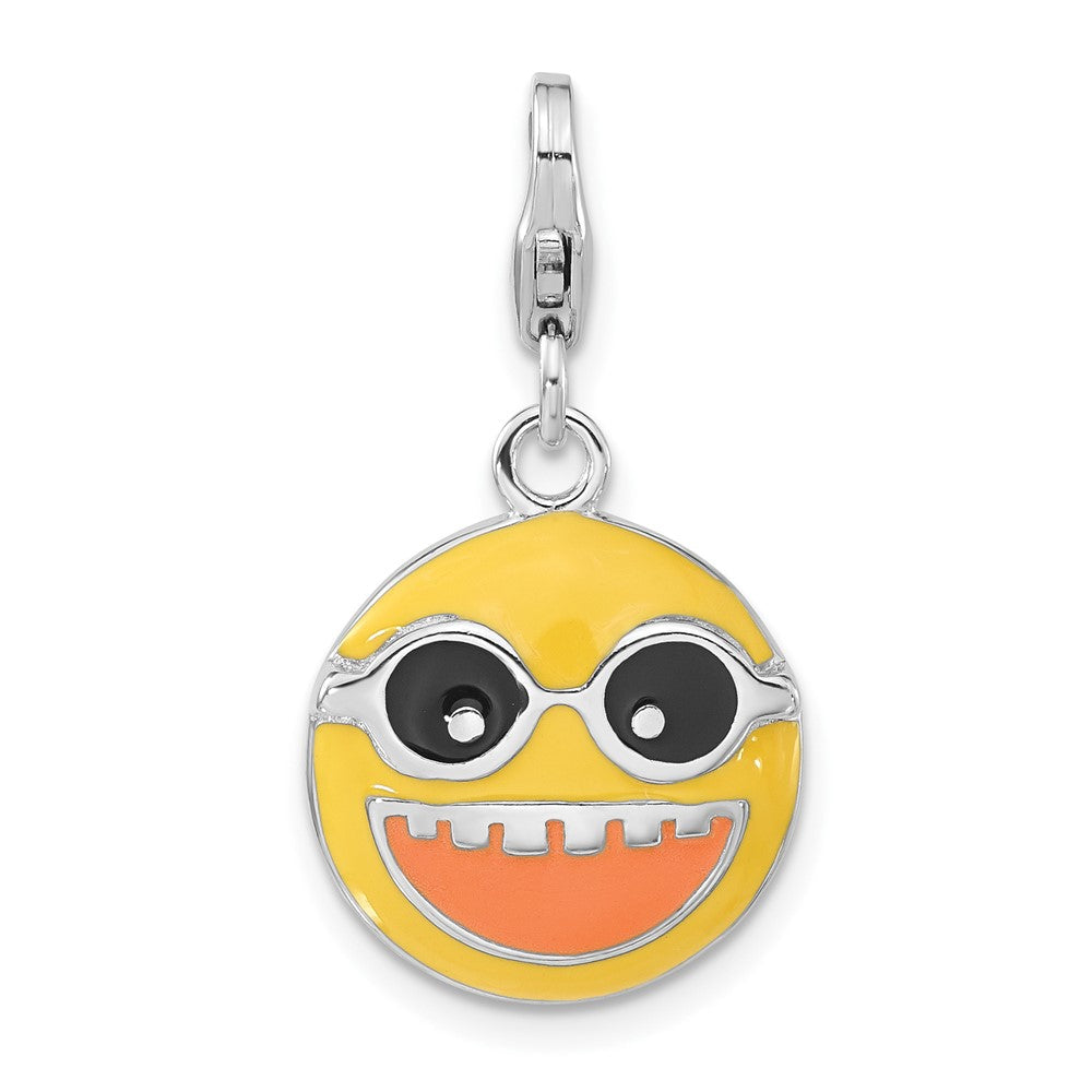 Sterlingsilber Emailliert Happy Face mit Karabinerverschluss Charm