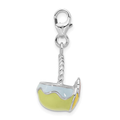 Sterlingsilber Emailliert 3-d Baby Hen Korb Charm mit Karabinerverschluss