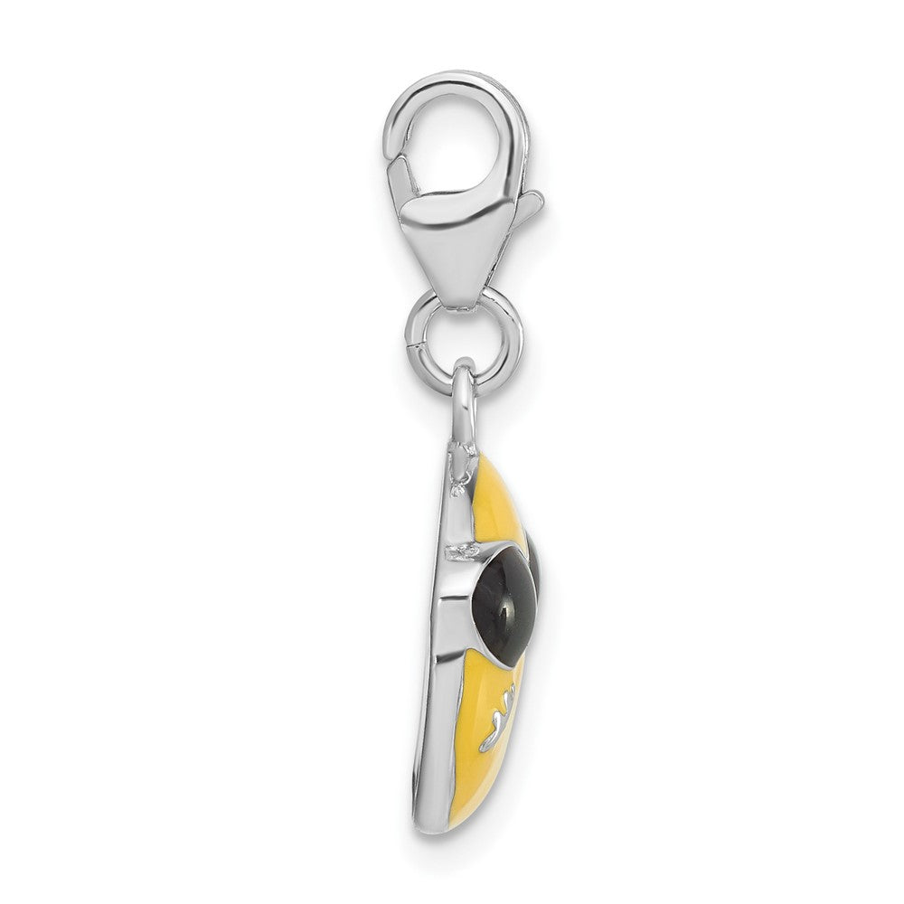 Sterlingsilber Emailliert Smiley Face mit Sunglasses mit Karabinerverschluss Charm