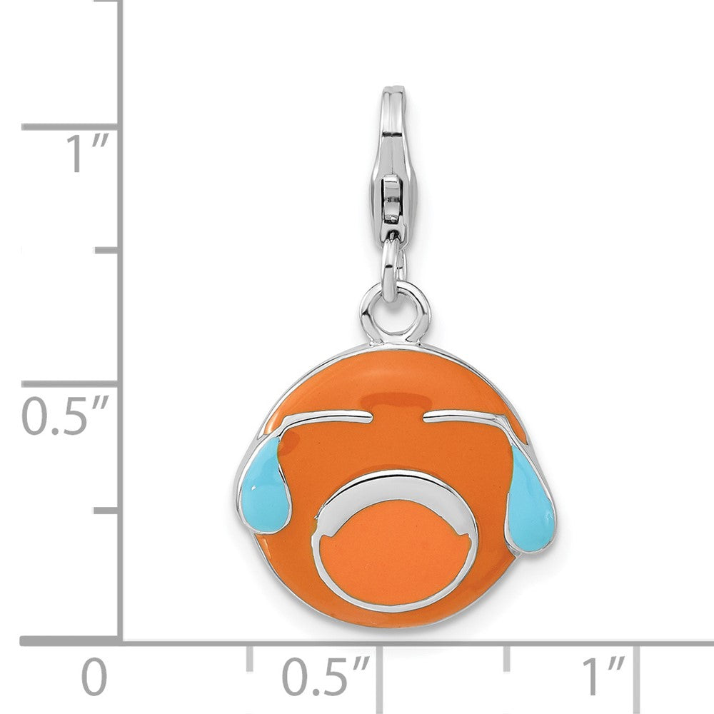 Sterlingsilber Emailliert Crying Face mit Karabinerverschluss Charm
