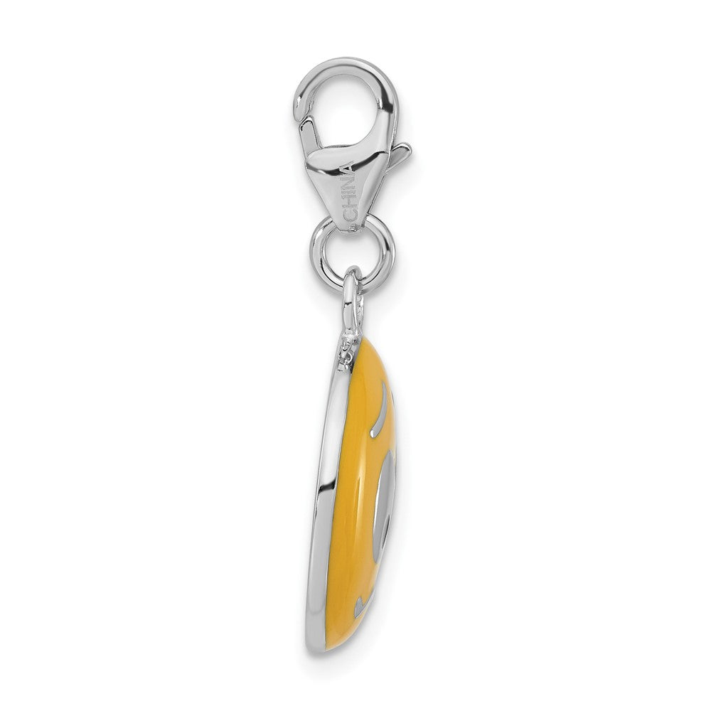 Sterlingsilber Emailliert Confused Face mit Karabinerverschluss Charm