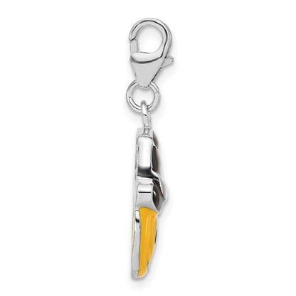 Sterlingsilber Emailliert Smiley Face mit Oberteil Hat mit Karabinerverschluss Charm
