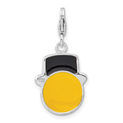 Sterlingsilber Emailliert Smiley Face mit Oberteil Hat mit Karabinerverschluss Charm