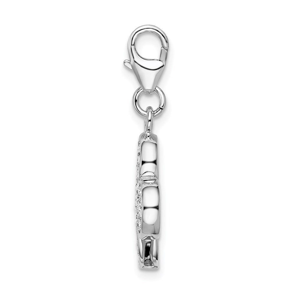 Sterlingsilber Ss Rhodiniert Emailliert 3-d Club mit Karabinerverschluss Charm