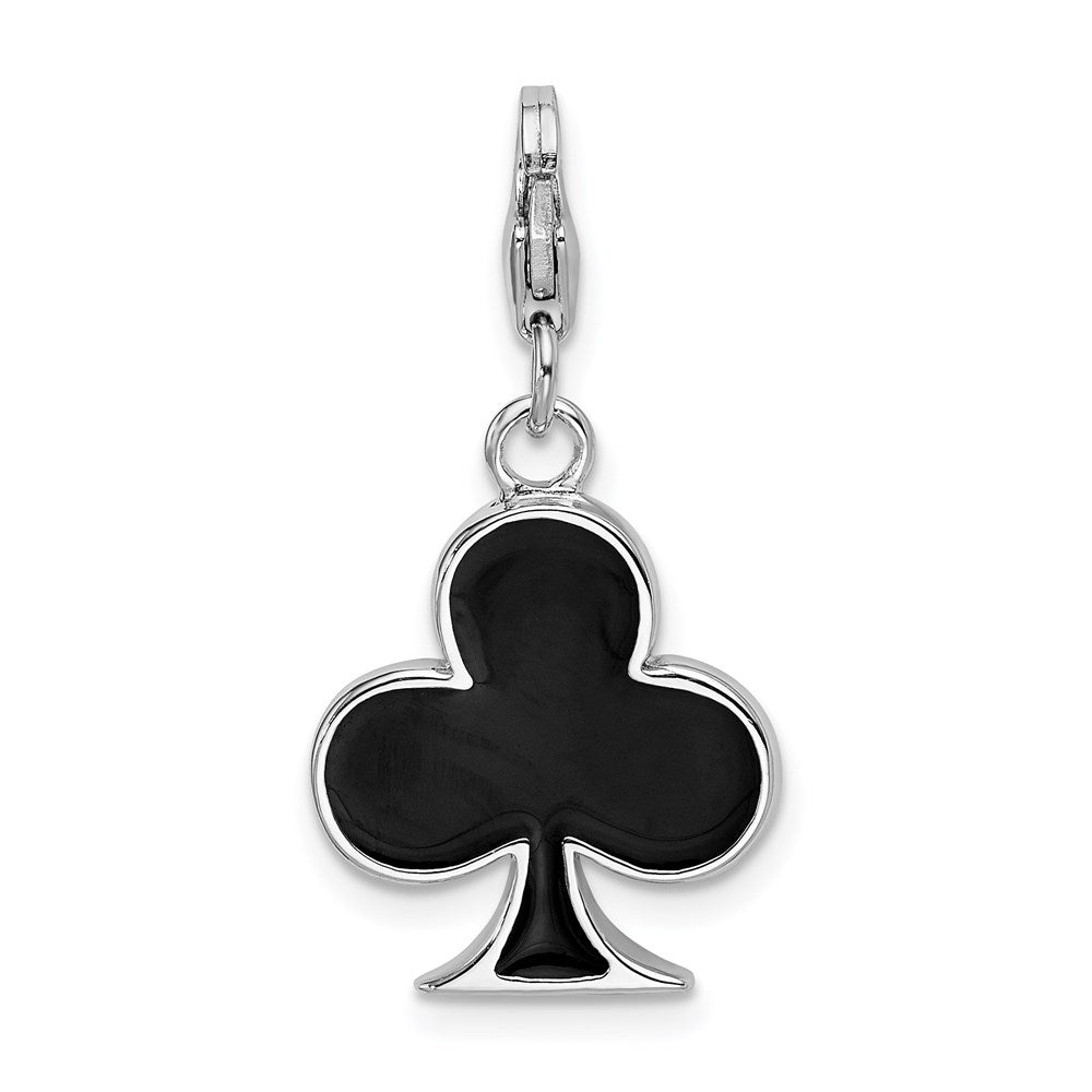Sterlingsilber Ss Rhodiniert Emailliert 3-d Club mit Karabinerverschluss Charm