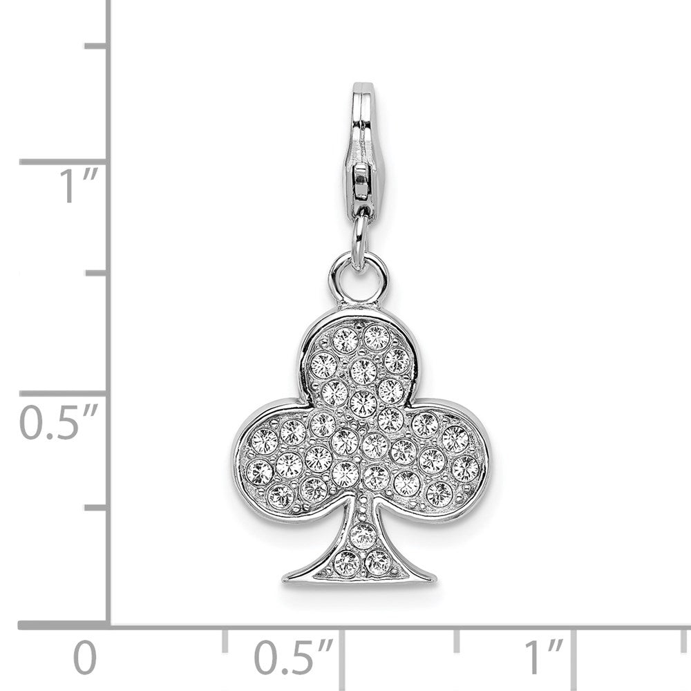 Sterlingsilber Ss Rhodiniert Emailliert 3-d Club mit Karabinerverschluss Charm