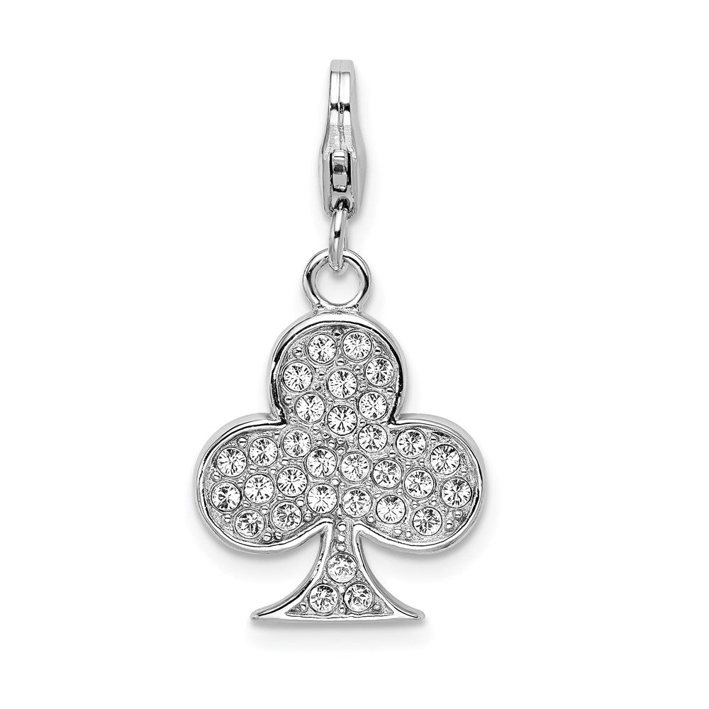 Sterlingsilber Ss Rhodiniert Emailliert 3-d Club mit Karabinerverschluss Charm