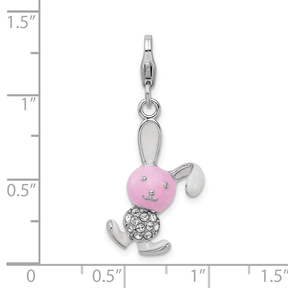 Sterlingsilber Amore La Vita Rhodiniert Poliert 3-d Emailliert Bunny Charm mit Fantasie Karabinerverschluss