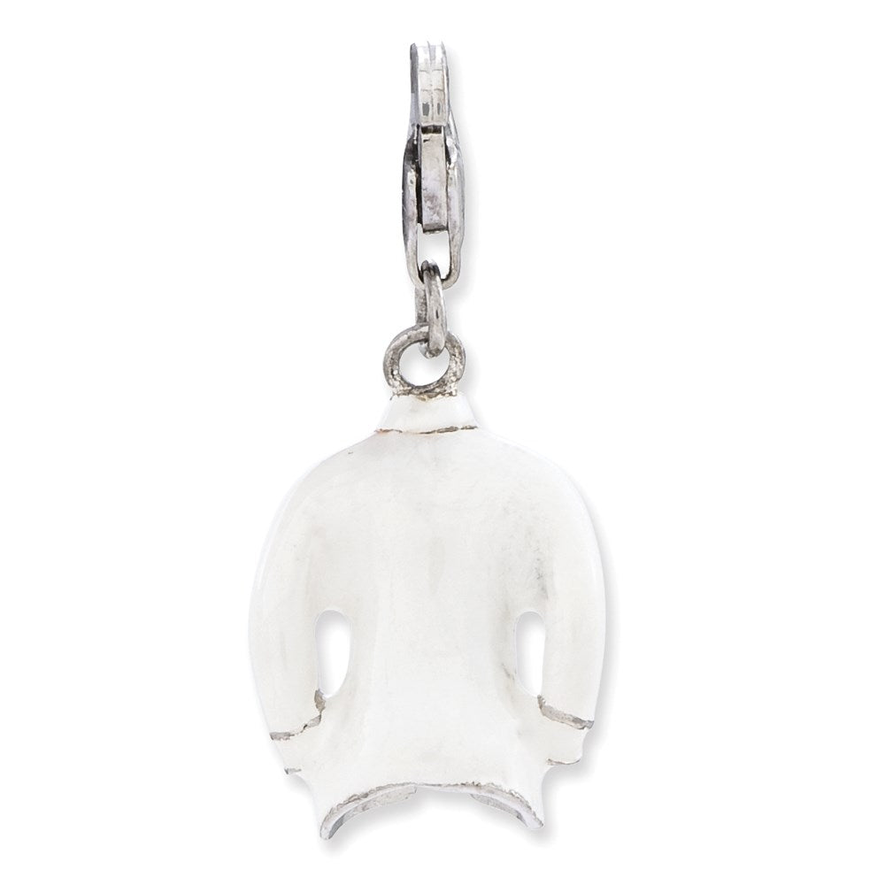 Sterlingsilber Ss Rhodiniert 3-d Emailliert Collared Shirt und Krawatten mit Karabinerverschluss Charm
