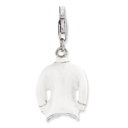 Sterlingsilber Ss Rhodiniert 3-d Emailliert Collared Shirt und Krawatten mit Karabinerverschluss Charm