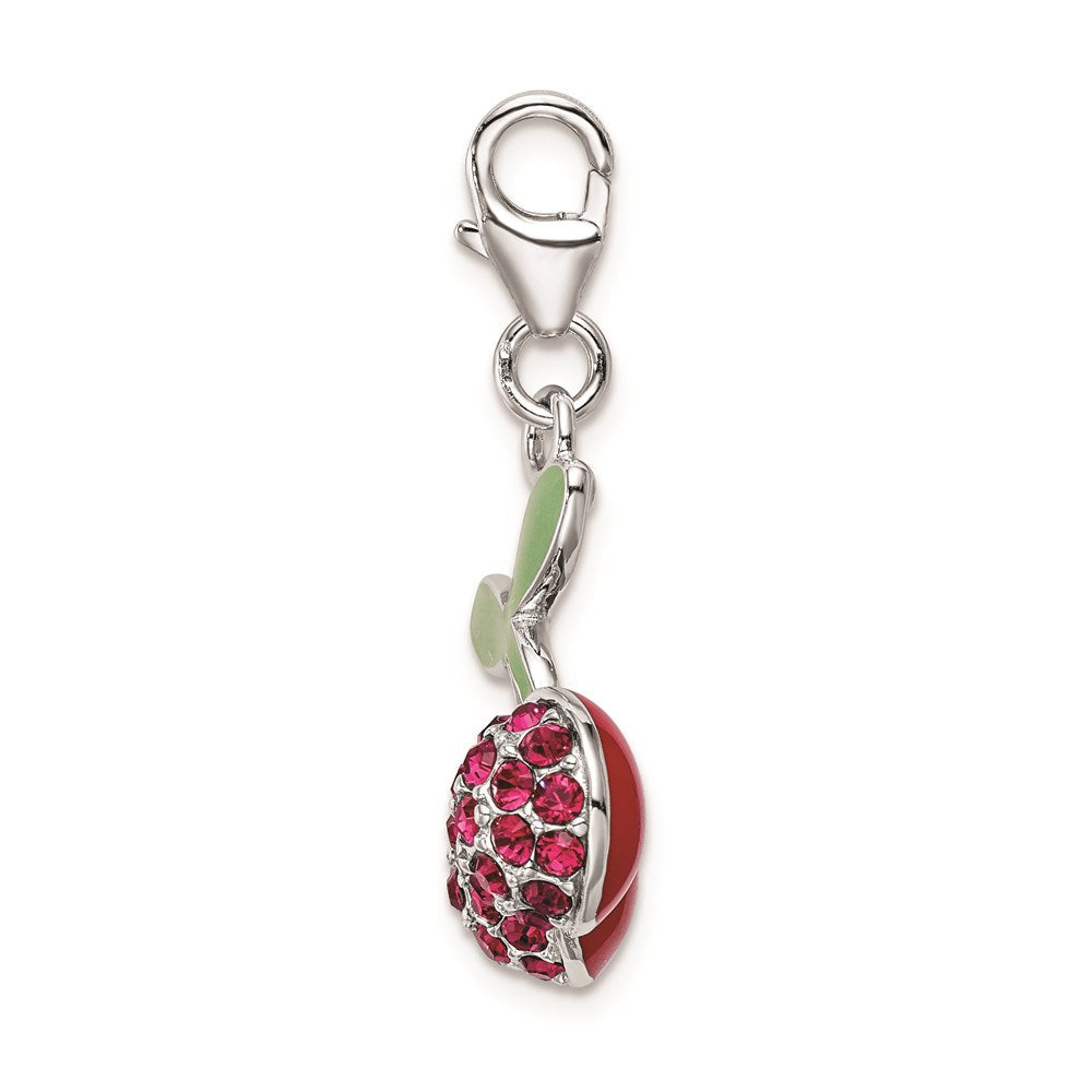 Sterlingsilber Rhodiniert Emailliert 3-d Cherries mit Karabinerverschluss Charm