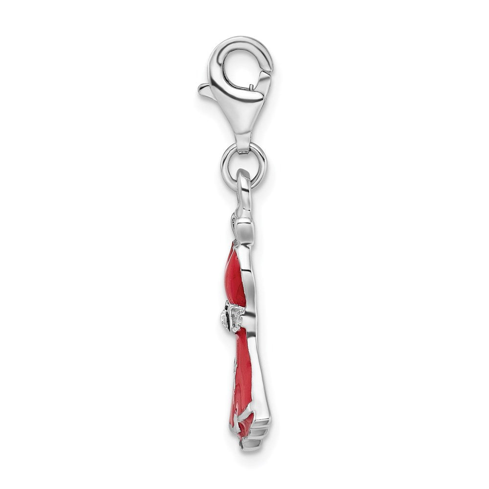 Sterlingsilber Rhodiniert Zirkonia Emailliert Dress mit Karabinerverschluss Charm