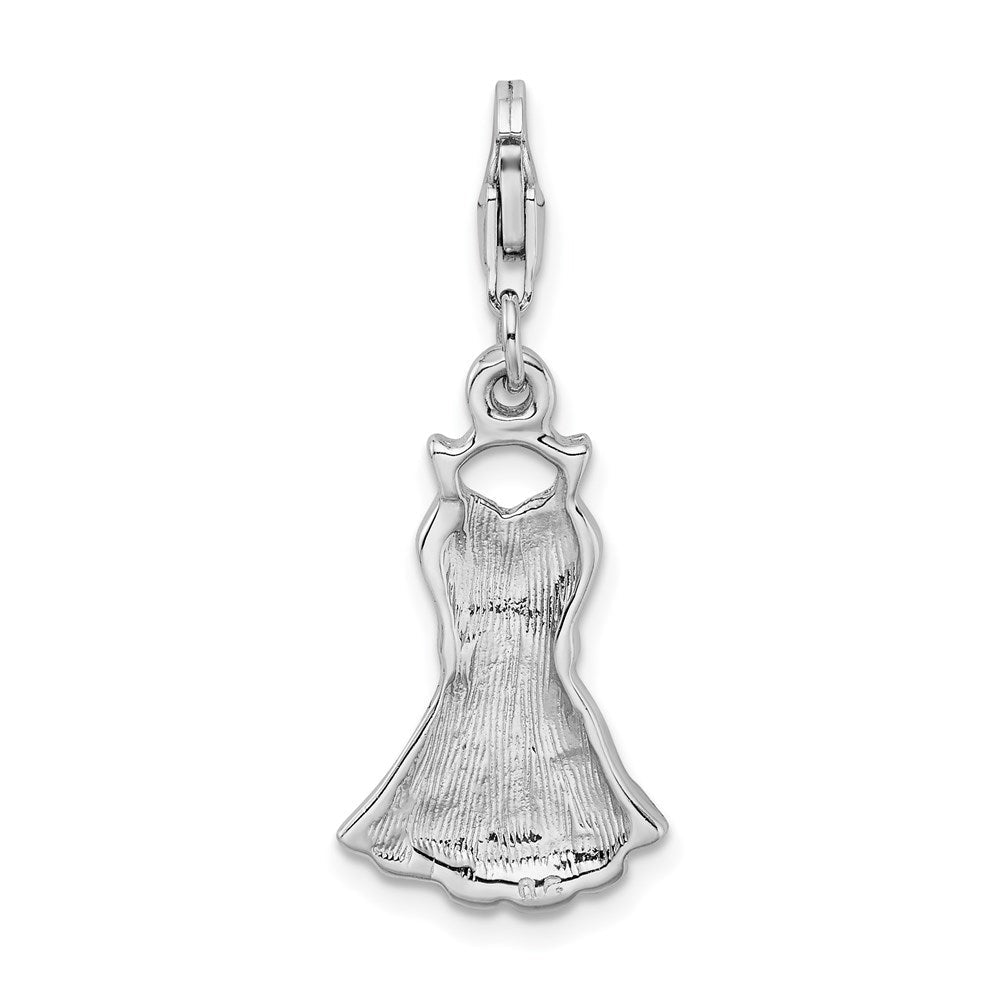 Sterlingsilber Rhodiniert Zirkonia Emailliert Dress mit Karabinerverschluss Charm